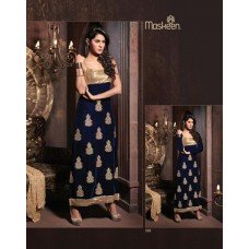 Blue with Golden Touch MASKEEN BY MAISHA DETAILED EMBROIDERED WINTER WEAR DESIGNER SUIT MK-1908